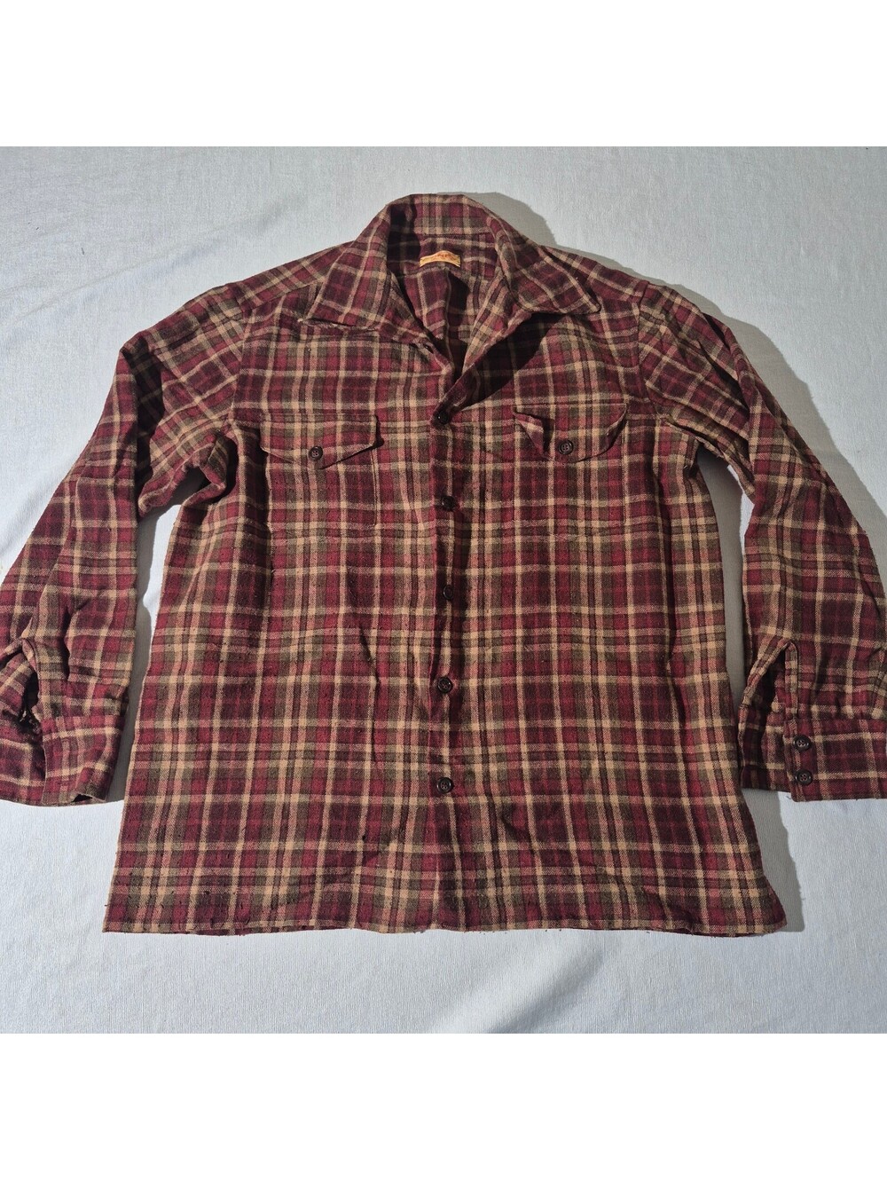 Vintage Homemade Honey plaid Flannel L/XL Grunge button-up shirt